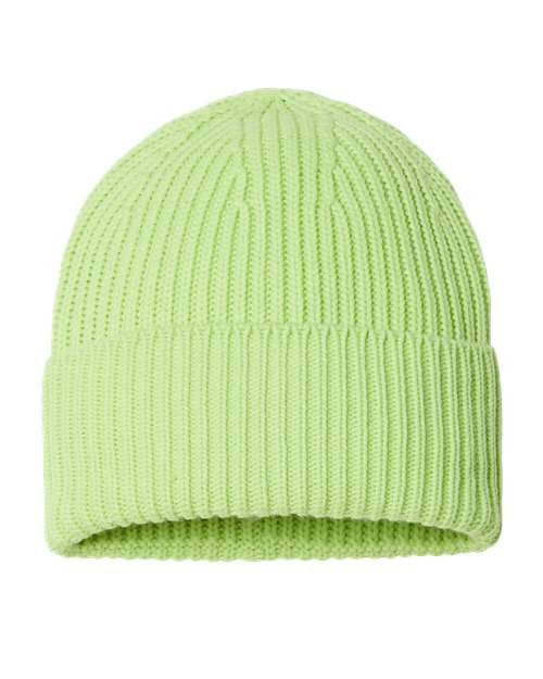 Atlantis Headwear OAK — Sustainable Chunky Rib Cuffed Beanie — Acid Green