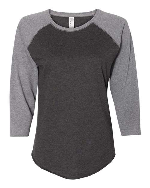 LAT 3530 — Women's Baseball Fine Jersey Three-Quarter Sleeve Tee — Vintage Smoke/ Granite Heather