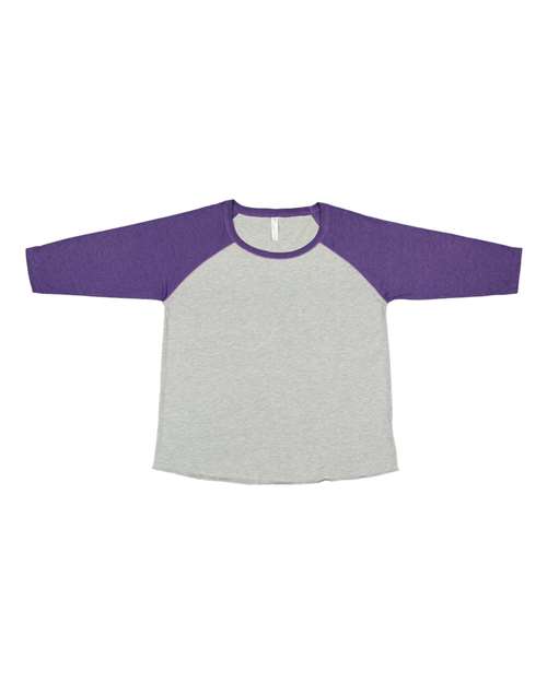 LAT 3830 — Women's Curvy Collection Baseball Three-Quarter Sleeve Tee — Vintage Heather/ Vintage Purple