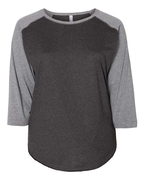 LAT 3830 — Women's Curvy Collection Baseball Three-Quarter Sleeve Tee — Vintage Smoke/ Granite Heather