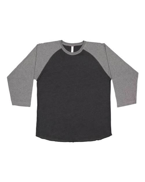 LAT 6930 — Unisex Baseball Fine Jersey Three-Quarter Sleeve Tee — Vintage Smoke/ Granite Heather