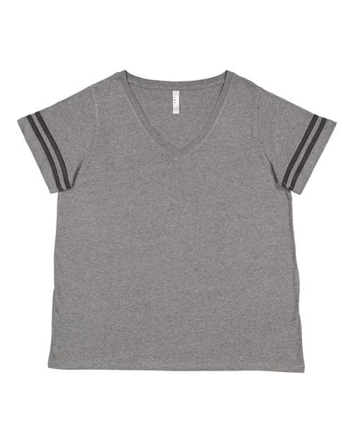 LAT 3837 — Women's Curvy Collection Vintage Football T-Shirt — Granite Heather/ Vintage Smoke