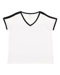 LAT 3832 — Women's Curvy Retro Ringer Premium Jersey V-Neck Tee — main view