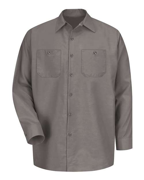 Red Kap SP14T — Men's Tall Industrial Long Sleeve Work Shirt — Grey