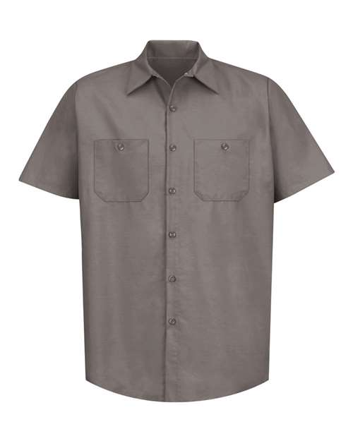 Red Kap SP24T — Men's Tall Industrial Short Sleeve Work Shirt — Grey