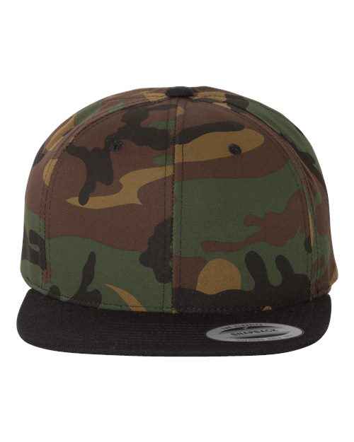YP Classics 6089M — Premium Flat Bill Snapback Cap — Camo/ Black