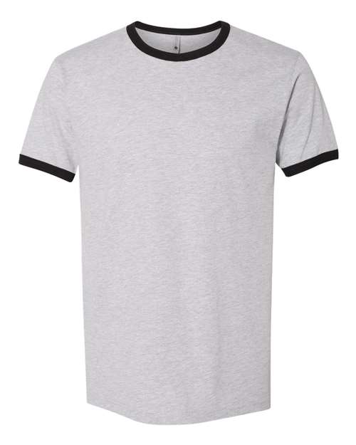 Next Level 3604 — Unisex Cotton Ringer T-Shirt — Heather Grey/ Black