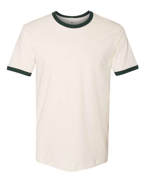 Next Level 3604 — Unisex Cotton Ringer T-Shirt — Natural/ Forest Green