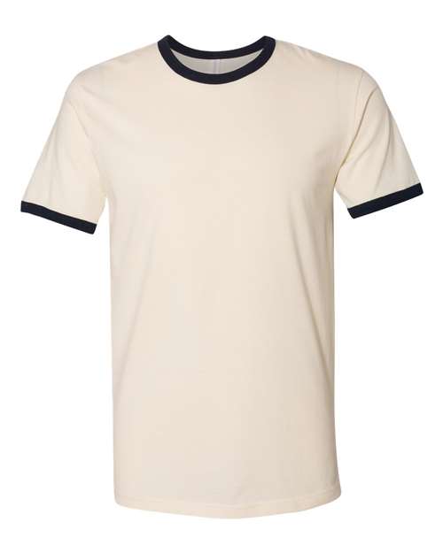 Next Level 3604 — Unisex Cotton Ringer T-Shirt — Natural/ Midnight Navy