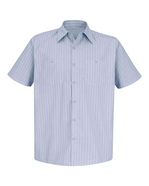 Red Kap SP20T — Men's Tall Premium Short Sleeve Work Shirt — Light Blue/ Navy Stripe