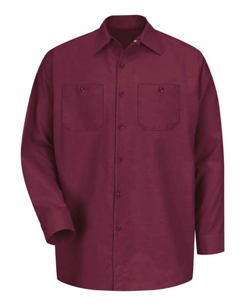Red Kap SP14T — Men's Tall Industrial Long Sleeve Work Shirt — Burgundy