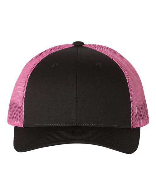 Richardson 115 — Low Pro Trucker Cap — Black/ Neon Pink