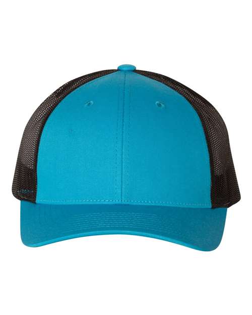 Richardson 115 — Low Pro Trucker Cap — Cyan/ Black