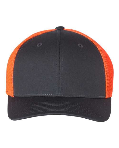 Richardson 110 — R-Flex Trucker Cap — Charcoal/ Neon Orange