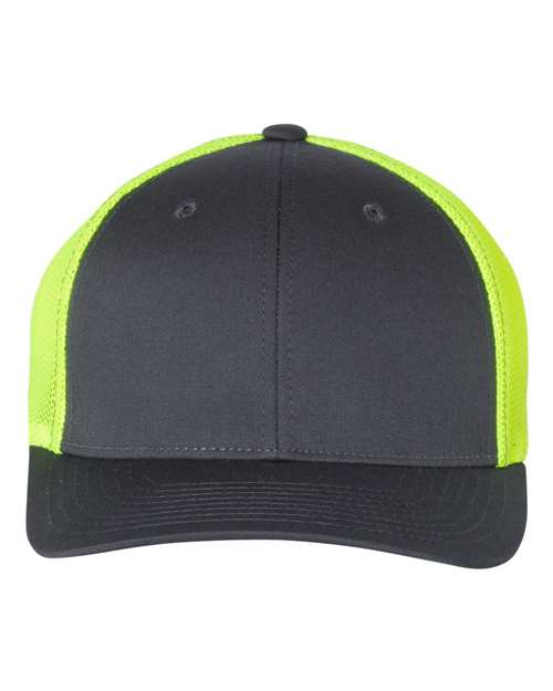 Richardson 110 — R-Flex Trucker Cap — Charcoal/ Neon Yellow