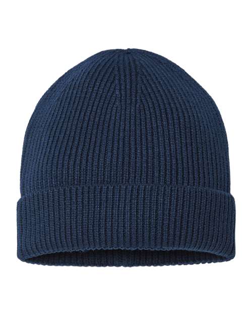 Atlantis Headwear ANDY — Sustainable Fine Rib Cuffed Beanie — Navy