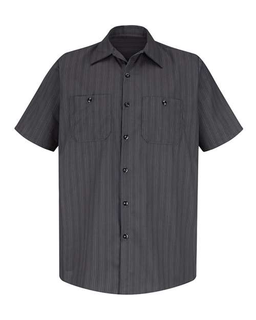 Red Kap SP20T — Men's Tall Premium Short Sleeve Work Shirt — Charcoal/ Blue/ White Stripe
