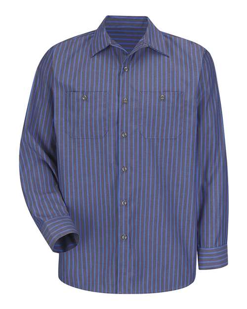 Red Kap SP14T — Men's Tall Industrial Long Sleeve Work Shirt — Grey/ Blue Stripe