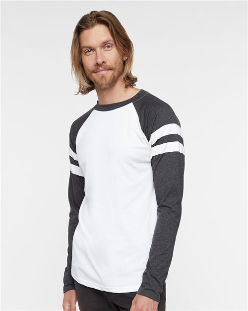 LAT 6934 — Unisex Fine Jersey Mash Up Long Sleeve Tee — main view