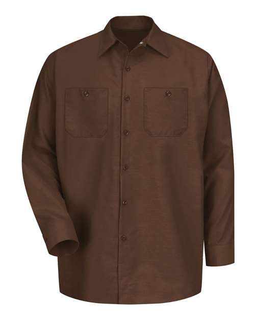 Red Kap SP14T — Men's Tall Industrial Long Sleeve Work Shirt — Chocolate Brown
