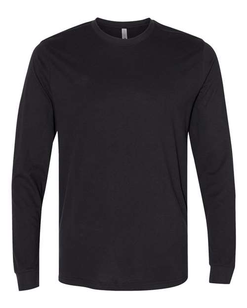 Next Level 6411 — Unisex Sueded Long Sleeve T-Shirt — Black