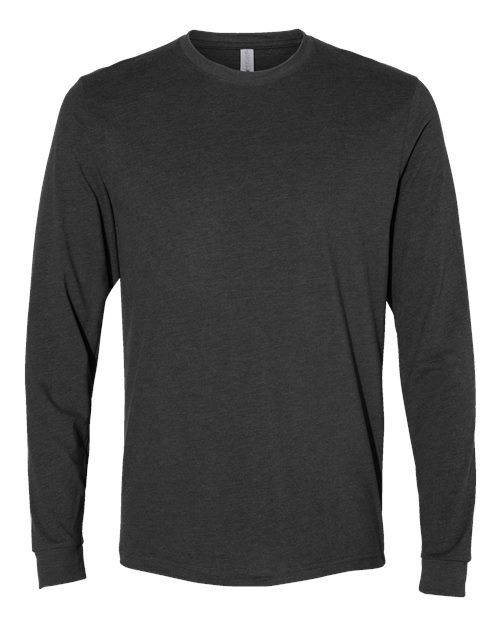 Next Level 6411 — Unisex Sueded Long Sleeve T-Shirt — Heather Charcoal