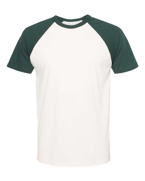 Next Level 3650 — Unisex Cotton Raglan T-Shirt — Forest Green/ Natural