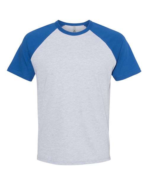 Next Level 3650 — Unisex Cotton Raglan T-Shirt — Royal/ Heather Grey