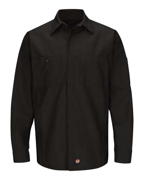 Red Kap SY10 — Men's Long Sleeve Automotive Crew Shirt — Black
