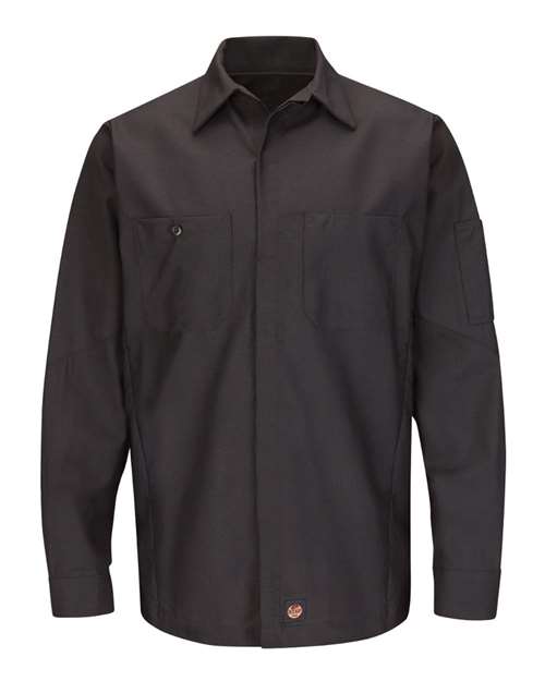 Red Kap SY10 — Men's Long Sleeve Automotive Crew Shirt — Charcoal