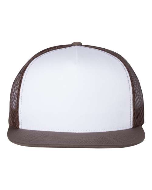 YP Classics 6006 — Classic Five-Panel Trucker Cap — Brown/ White/ Brown