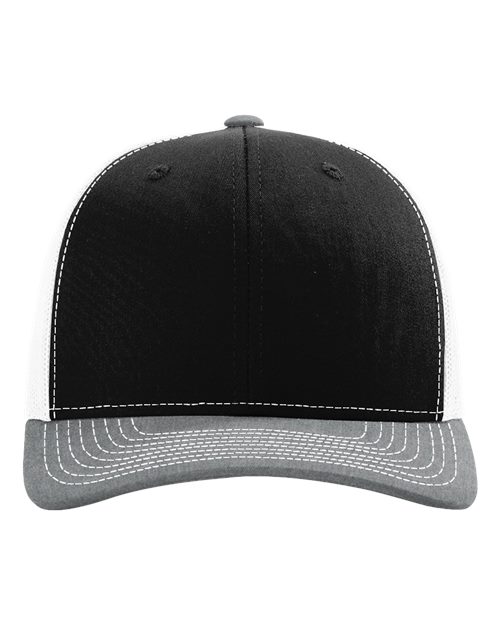 Richardson 112 — Snapback Trucker Cap — Black/ White/ Heather Grey