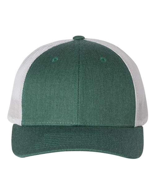 Richardson 115 — Low Pro Trucker Cap — Heather Dark Green/ Silver