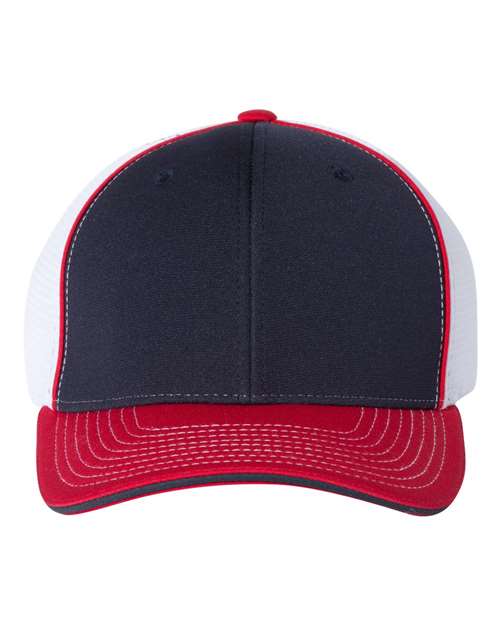 Richardson 172 — Pulse Sportmesh R-Flex Cap — Navy/ White/ Red Tri