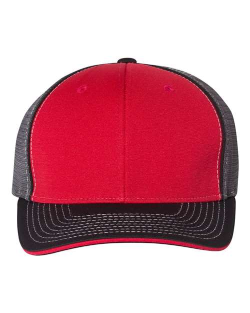 Richardson 172 — Pulse Sportmesh R-Flex Cap — Red/ Charcoal/ Black Tri