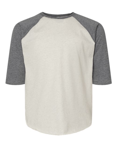 LAT 6130 — Youth Baseball Fine Jersey Three-Quarter Sleeve Tee — Natural Heather/ Granite Heather