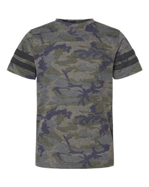 LAT 6137 — Youth Football Fine Jersey Tee — Vintage Camo/ Vintage Smoke