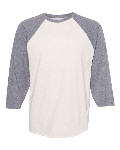 LAT 6930 — Men's Baseball Fine Jersey Three-Quarter Sleeve Tee — Natural Heather/ Granite Heather