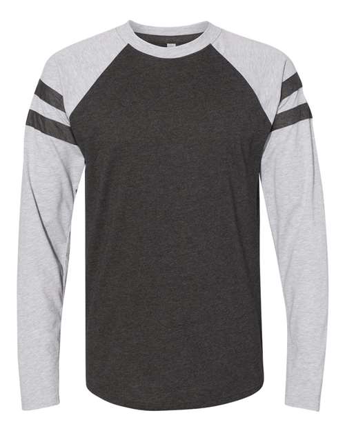 LAT 6934 — Unisex Fine Jersey Mash Up Long Sleeve Tee — Vintage Smoke/ Vintage Heather