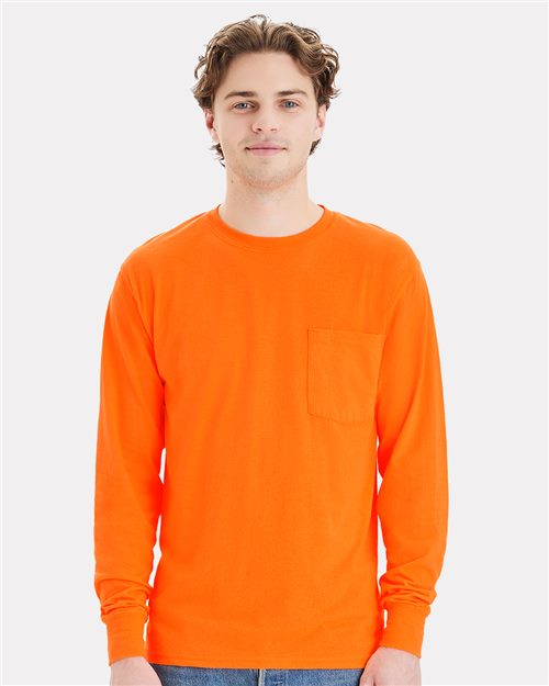 Hanes W120 — Unisex Workwear Long Sleeve Pocket T-Shirt — main view