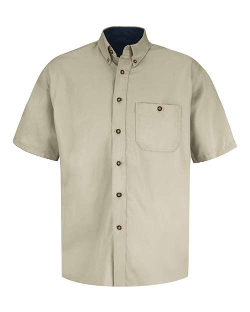 Red Kap SC64 — Men's Short Sleeve 100% Cotton Dress Shirt — Stone