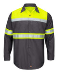 Red Kap SY70T — Men's Tall Hi-Visibility Colorblock Ripstop Long Sleeve Work Shirt — main view