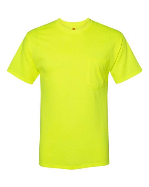 Hanes W110 — Unisex Workwear Pocket T-Shirt — Safety Green