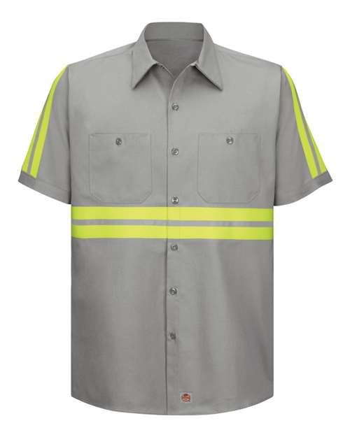 Red Kap SC40E — Men's Enhanced Visibility Short Sleeve Cotton Work Shirt — GY-Grey