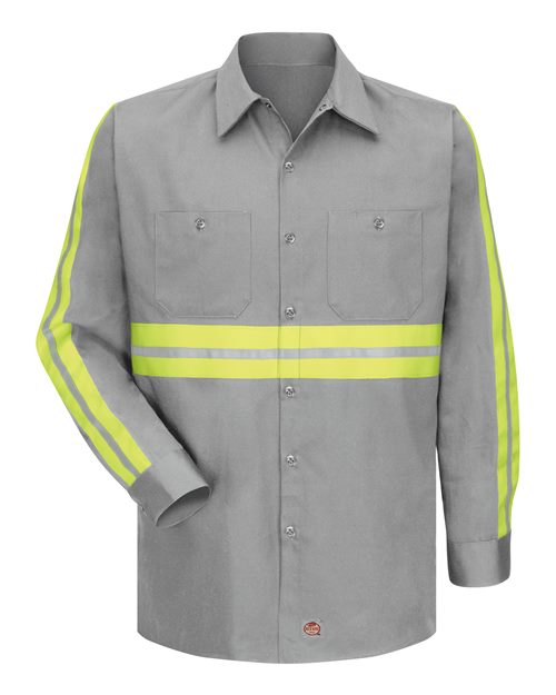 Red Kap SC30ET — Men's Tall Enhanced Visibility Long Sleeve Cotton Work Shirt — GY-Grey