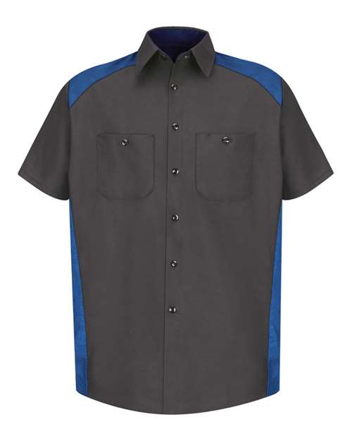 Red Kap SP28 — Men's Short Sleeve Motorsports Shirt — Charcoal/ Royal