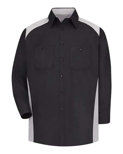 Red Kap SP18T — Men's Tall Motorsports Shirt — Black/ Silver