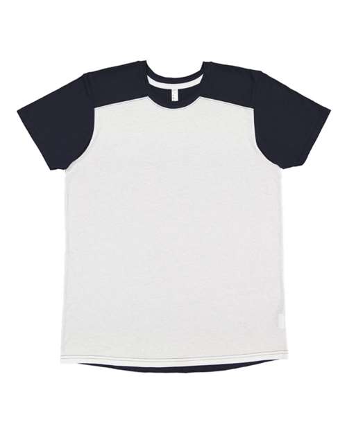 LAT 6911 — Unisex Forward Shoulder Fine Jersey Tee — White/ Navy