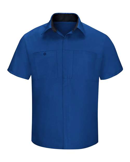 Red Kap SY42 — Men's Performance Plus Short Sleeve Shirt With Oilblok Technology — Royal Blue/ Black