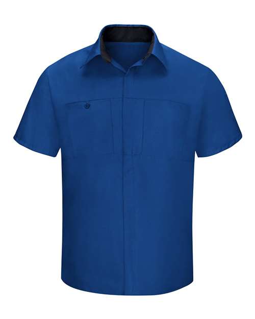 Red Kap SY42T — Men's Tall Performance Plus Short Sleeve Shirt with Oilblok Technology — Royal Blue/ Black